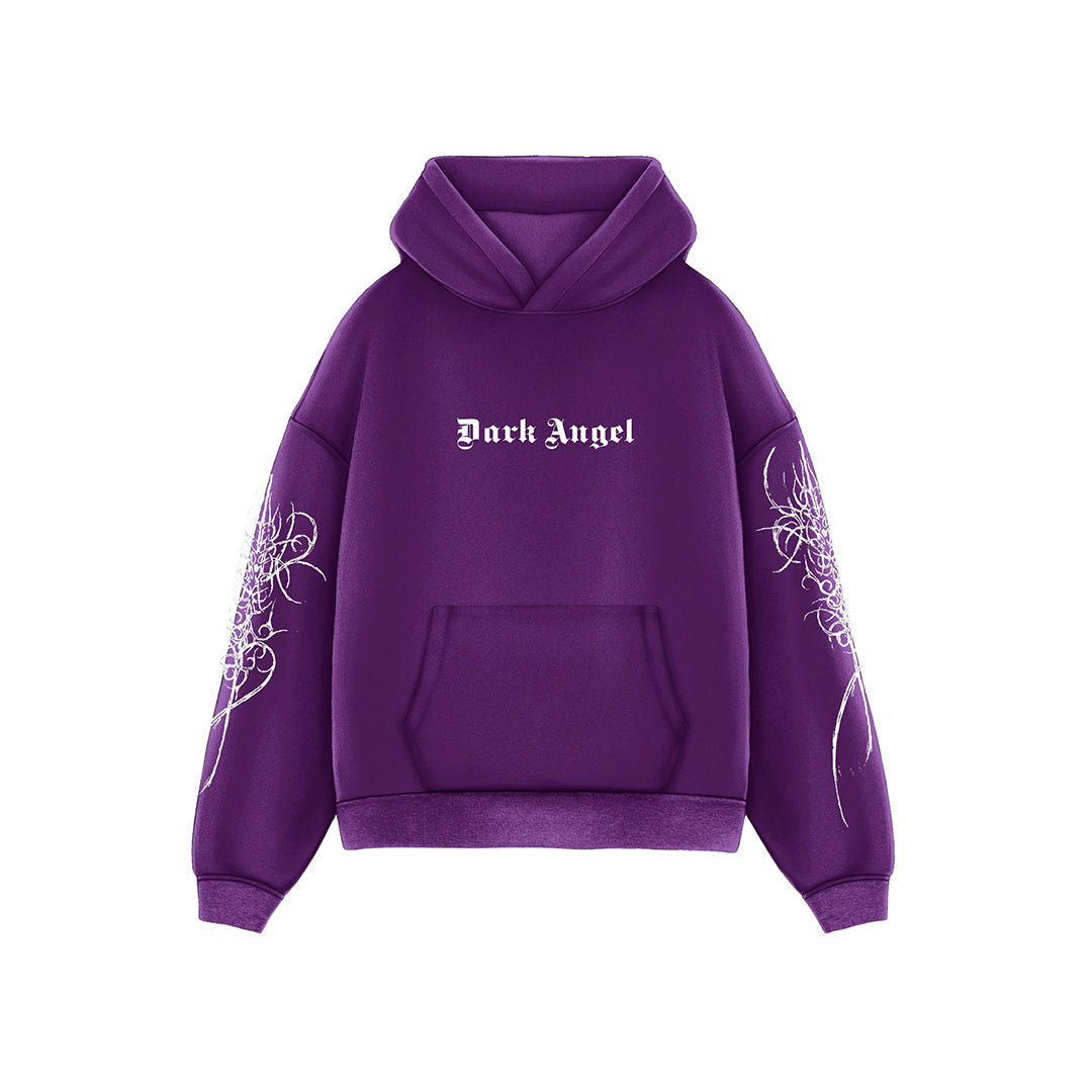 Oversize Dark Angel Hoodie - Purple