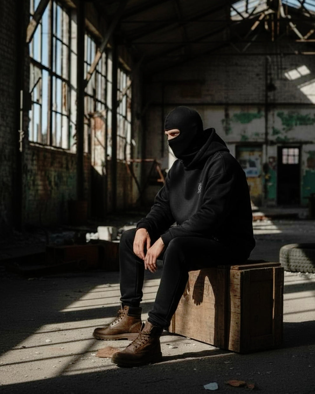 men's black ninja hoodie with mask