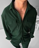 OVERSIZE POCKET CORD SHIRT - GREEN