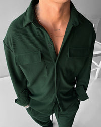 OVERSIZE POCKET CORD SHIRT - GREEN