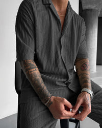 Oversize Structured Shirt & Trouser Set - Anthracite Gray