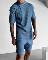 OVERSIZE STRUCTURED T-SHIRT & SHORT SET - BLUE