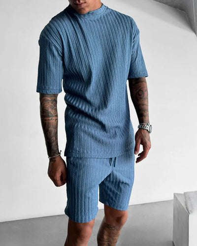 OVERSIZE STRUCTURED T-SHIRT & SHORT SET - BLUE