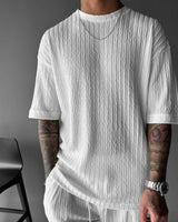 OVERSIZE STRUCTURED T-SHIRT & SHORT SET - WHITE