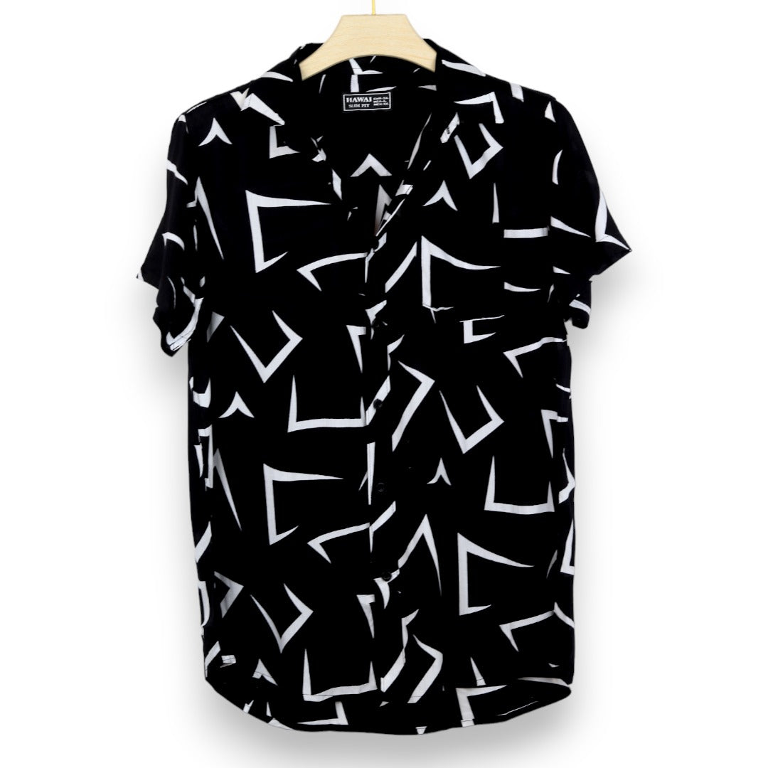 Men's All-Over Print Shirt - Black & White