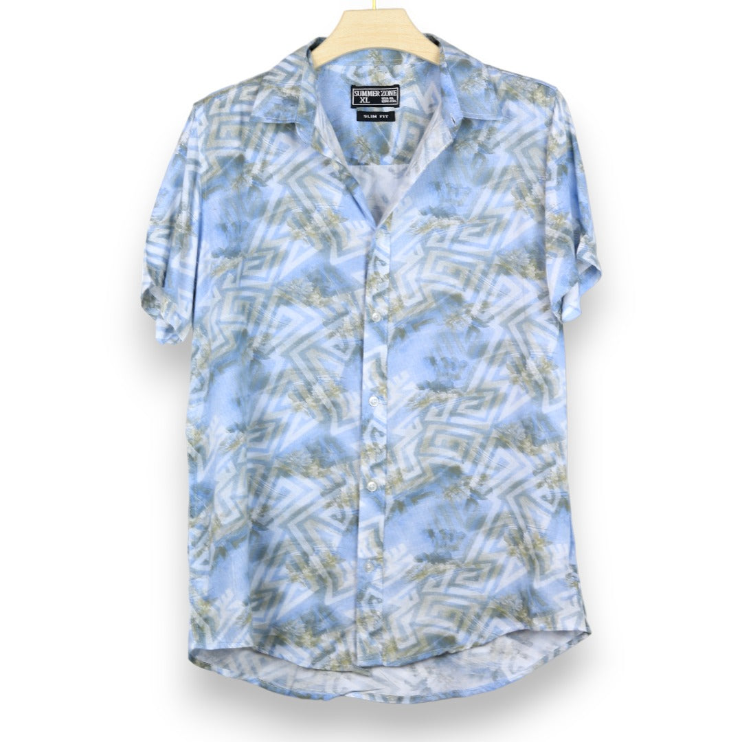 Men's short-sleeved regular-fit Cotton Linen Shirt