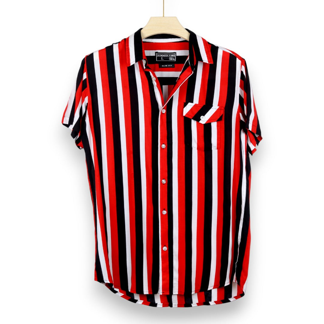 Red Stripped Print Shirt For Men