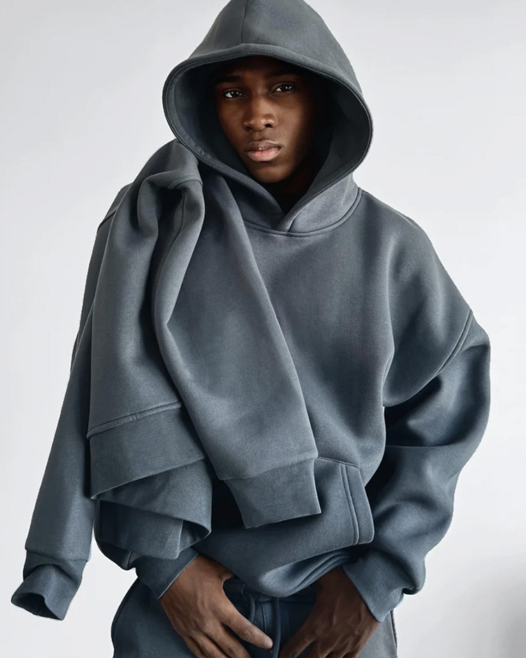 BASIC PLAIN HOODIE UNISEX - GRAY