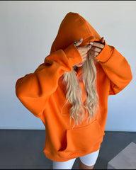 BASIC PLAIN HOODIE UNISEX - ORANGE