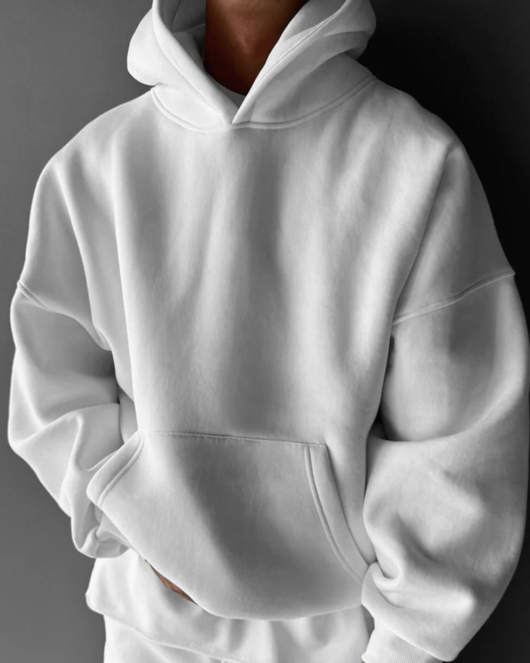 BASIC PLAIN HOODIE UNISEX - WHITE