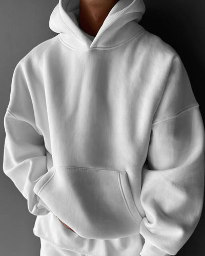 BASIC PLAIN HOODIE UNISEX - WHITE