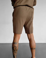 LOOSE FIT RIBBED SHORTS - BROWN
