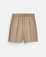 LOOSE FIT TEXTURED SEAM SHORTS - TAN