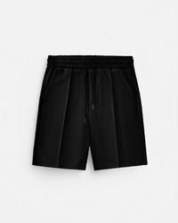 LOOSE FIT TEXTURED SEAM SHORTS - BLACK