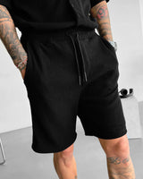 LOOSE FIT RIBBED SHORTS - BLACK