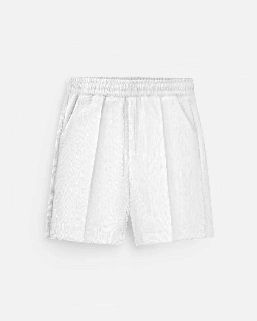 LOOSE FIT TEXTURED SEAM SHORTS - WHITE