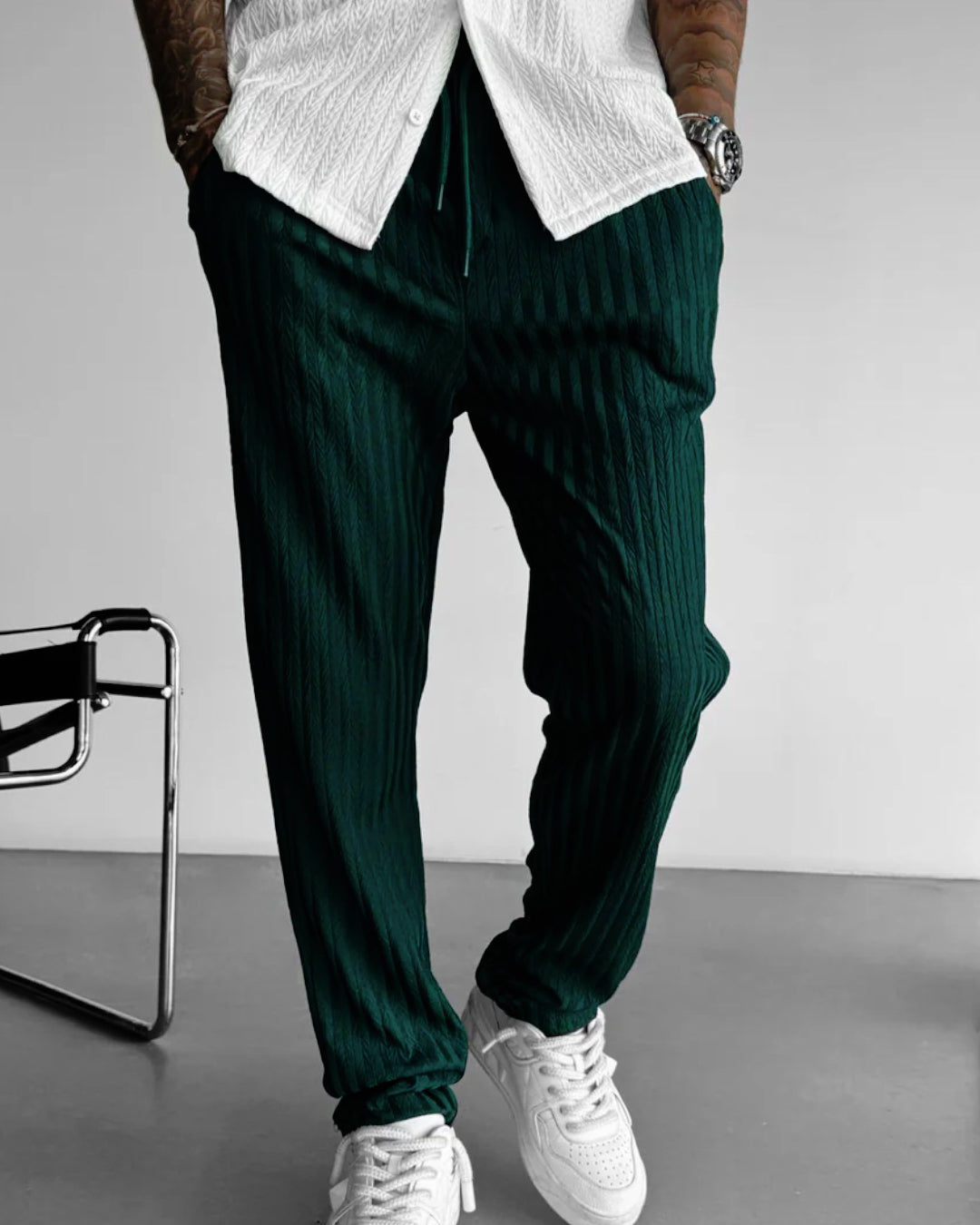 LOOSE FIT STRUCTURED TROUSERS - GREEN