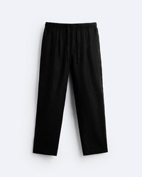 RELAXED LINEN DRAWSTRING TROUSER - BLACK