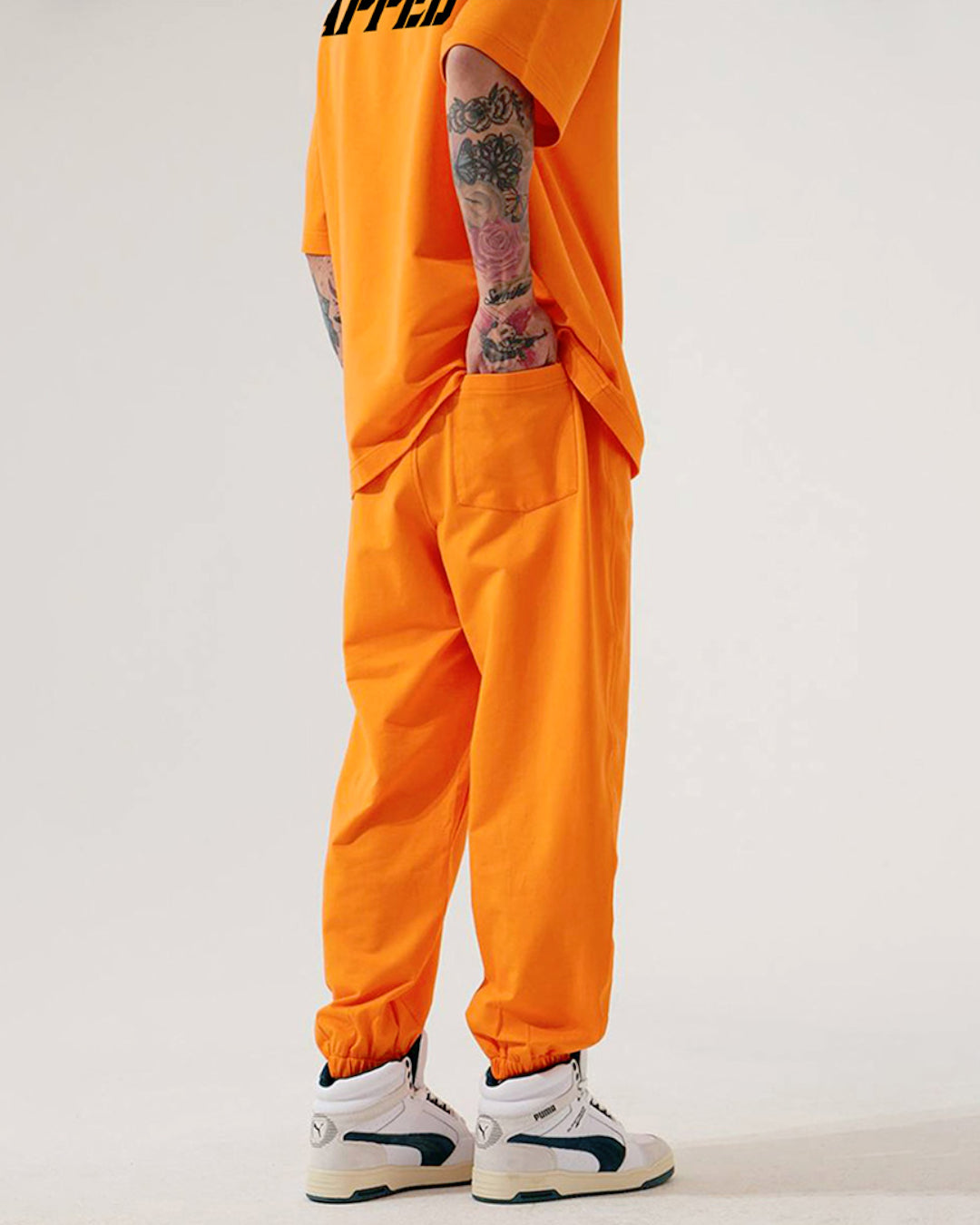 ZAPPED COTTON JOGGER PANTS - ORANGE