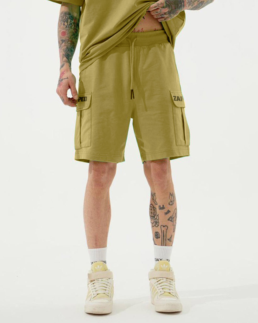 ZAPPED COTTON CARGO SHORTS - PISTACHIO