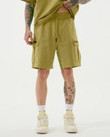 ZAPPED COTTON CARGO SHORTS - PISTACHIO