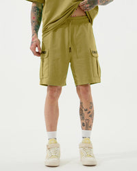 ZAPPED COTTON CARGO SHORTS - PISTACHIO