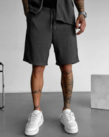 LOOSE FIT RIBBED SHORTS - ANTHRACITE GREY