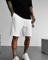 LOOSE FIT RIBBED SHORTS - WHITE