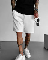 LOOSE FIT RIBBED SHORTS - WHITE