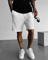 LOOSE FIT RIBBED SHORTS - WHITE