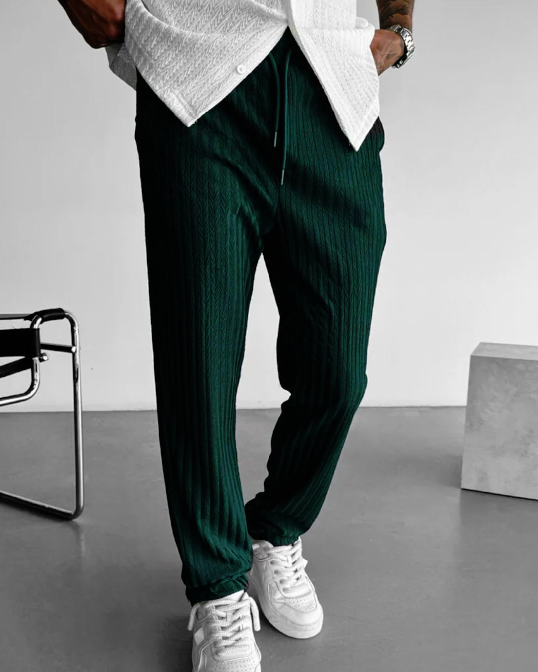 LOOSE FIT STRUCTURED TROUSERS - GREEN