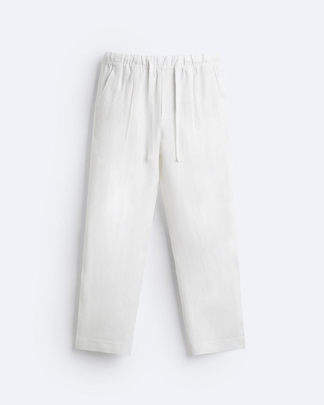 RELAXED LINEN DRAWSTRING TROUSER - WHITE