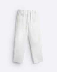RELAXED LINEN DRAWSTRING TROUSER - WHITE
