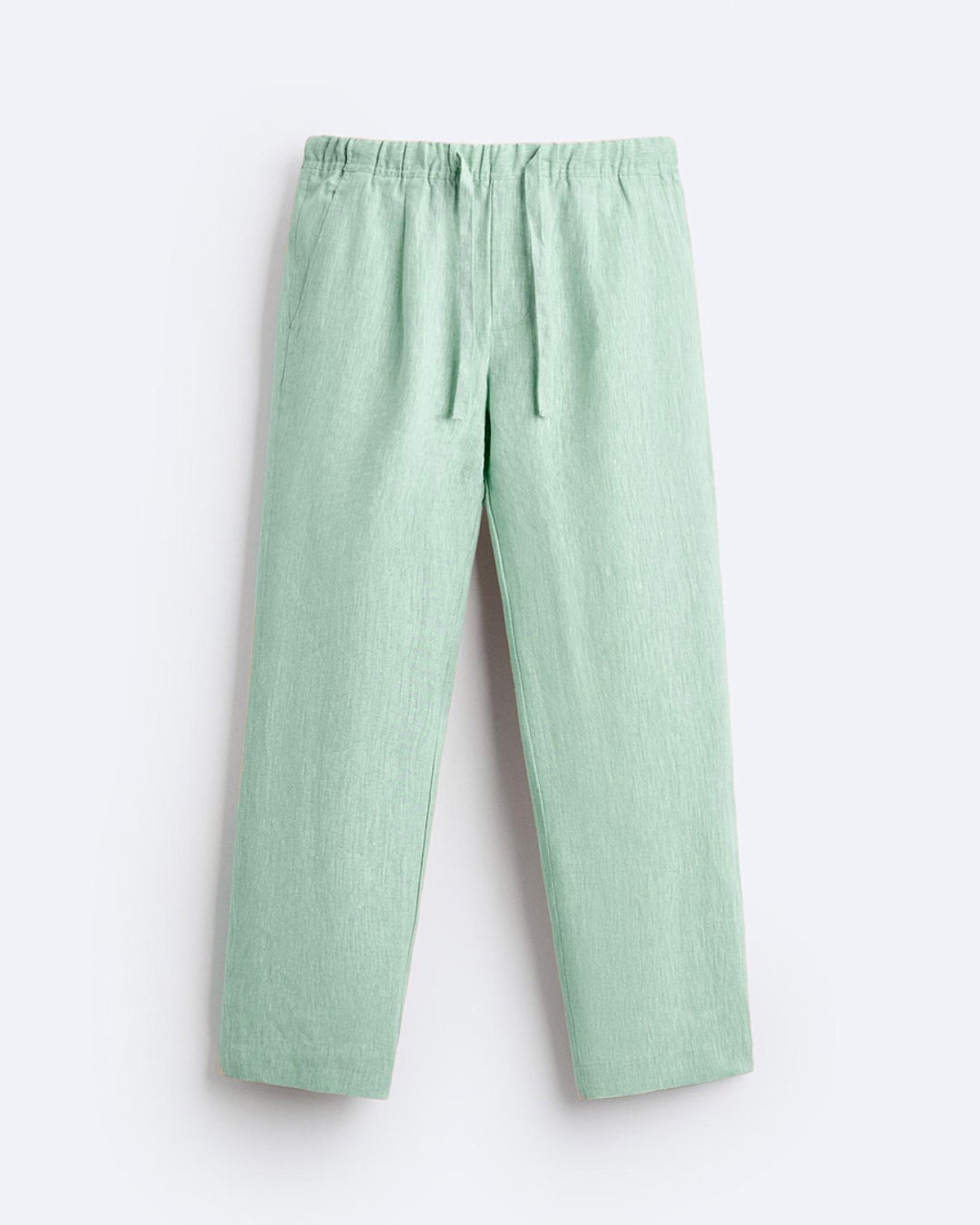 RELAXED LINEN DRAWSTRING TROUSER - SEA GREEN
