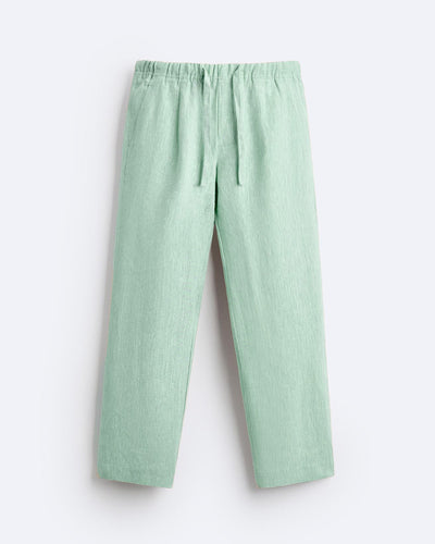RELAXED LINEN DRAWSTRING TROUSER - SEA GREEN