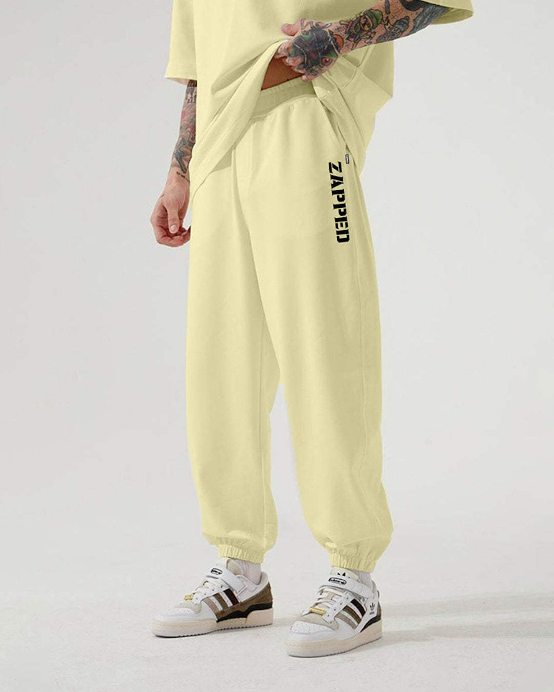 ZAPPED COTTON JOGGER PANTS - YELLOW