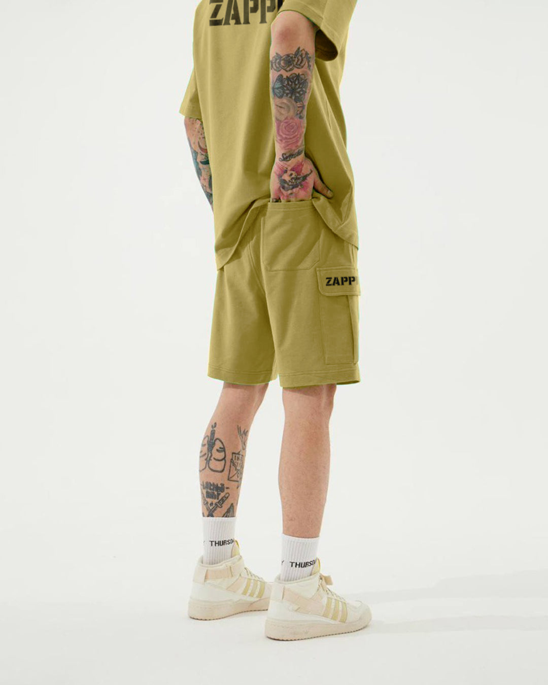 ZAPPED COTTON CARGO SHORTS - PISTACHIO