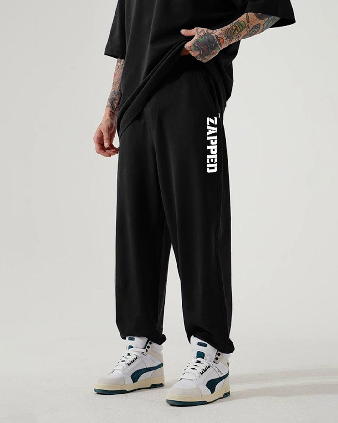 ZAPPED COTTON JOGGER PANTS - BLACK
