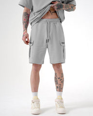 ZAPPED COTTON CARGO SHORTS - GRAY