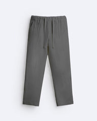 RELAXED LINEN DRAWSTRING TROUSER - GRAY