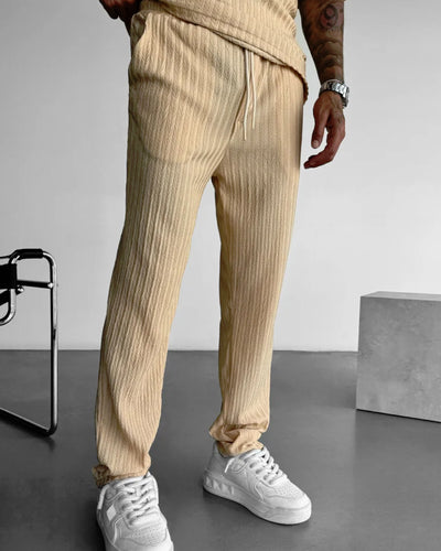 LOOSE FIT STRUCTURED TROUSERS - BEIGE