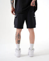 ZAPPED COTTON CARGO SHORTS - BLACK