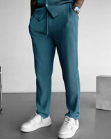 LOOSE FIT RIBBED TROUSER - CORONET BLUE