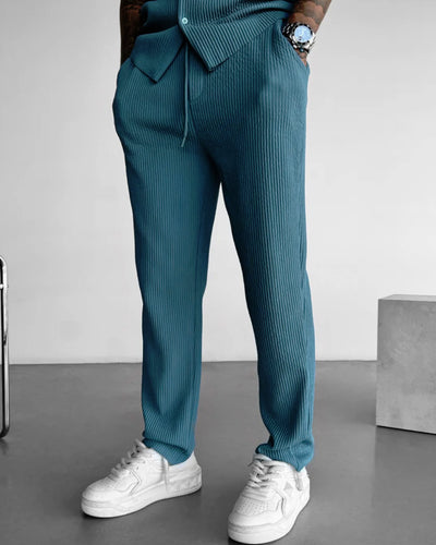 LOOSE FIT RIBBED TROUSER - CORONET BLUE