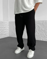 LOOSE FIT RIBBED TROUSER - BLACK
