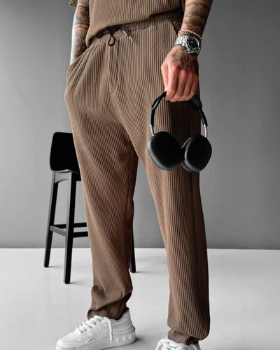 LOOSE FIT RIBBED TROUSER - BROWN