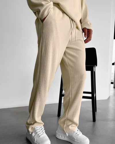 LOOSE FIT RIBBED TROUSER - BEIGE
