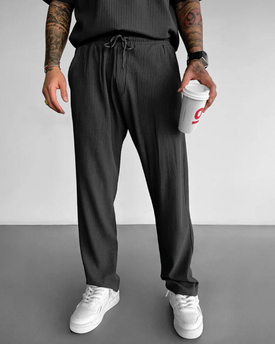LOOSE FIT RIBBED TROUSER - ANTHRACITE GRAY