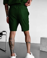 LOOSE FIT TEXTURED SEAM SHORTS - RAIN FOREST