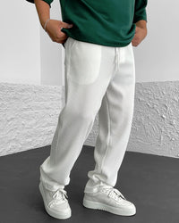 LOOSE FIT RIBBED TROUSER - WHITE